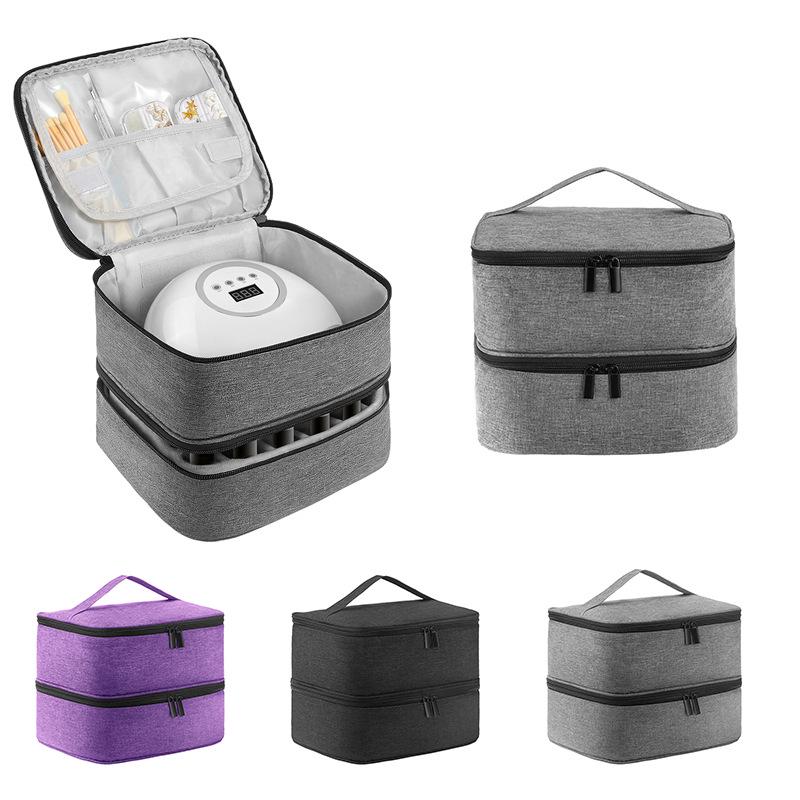 Double Layer Portable Storage Bag for Nail Lamps & Polish - 30 Compartments