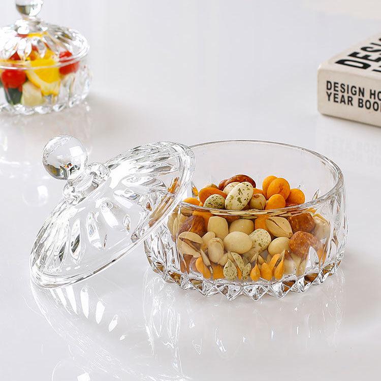 French Luxury Crystal Glass Candy Bowl: Exquisite Transparent Sugar or Jewelry Storage Jar