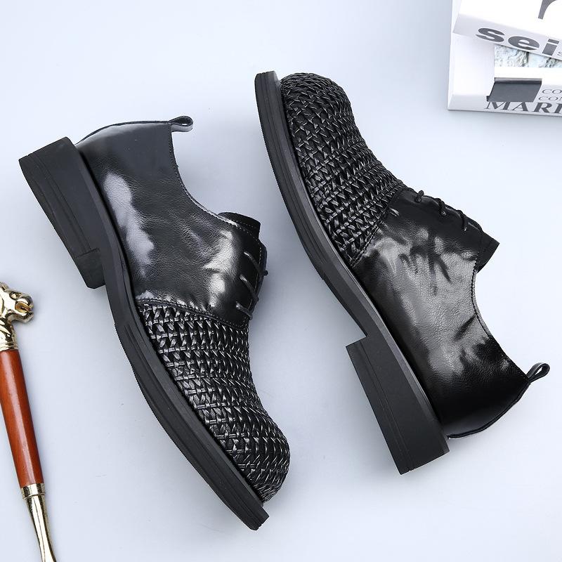 Summer Men's Sandals Hand-woven Hollow Breathable Derby Shoes Men's High-end Business Casual Big Head Leather Shoes