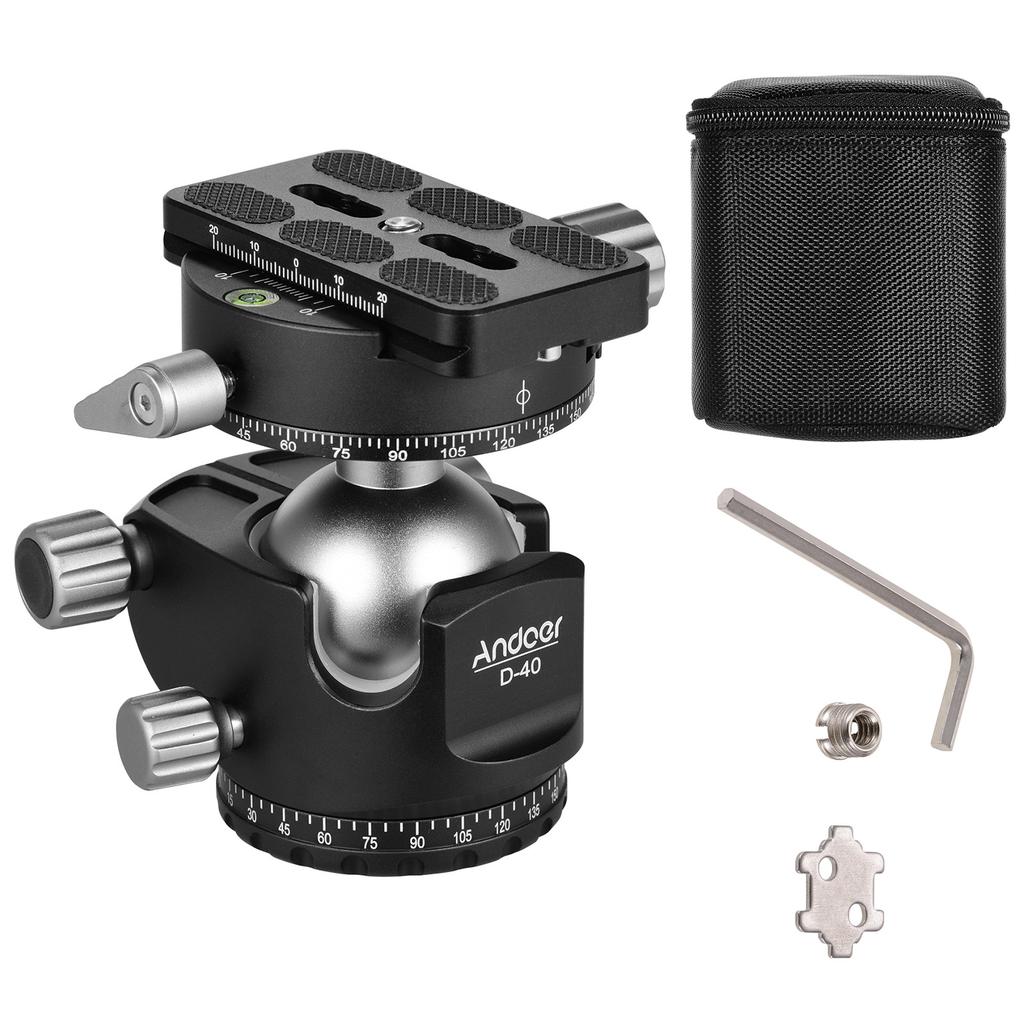 D-40 PRO Double Panoramic Head CNC Aluminum Alloy Ball Head U Notch Design Low Center of