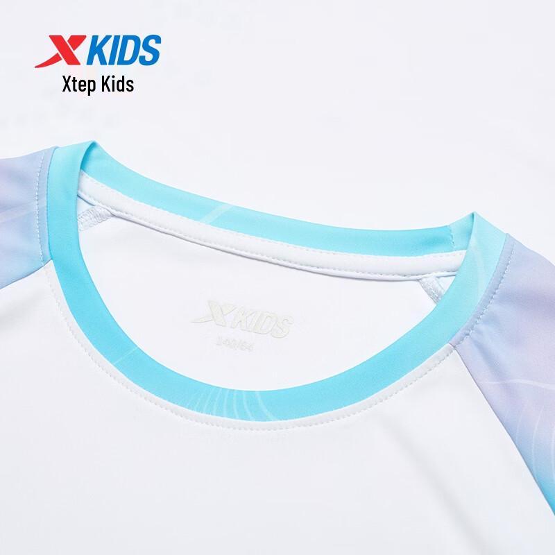 XTEP Girls' Gradient Print Quick-Dry Short Sleeve Knit Top