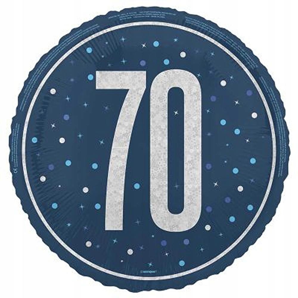 Balon Foliowy Niebieski Błyszczący 70 Urodziny Prezent Dekoracja Party 45Cm