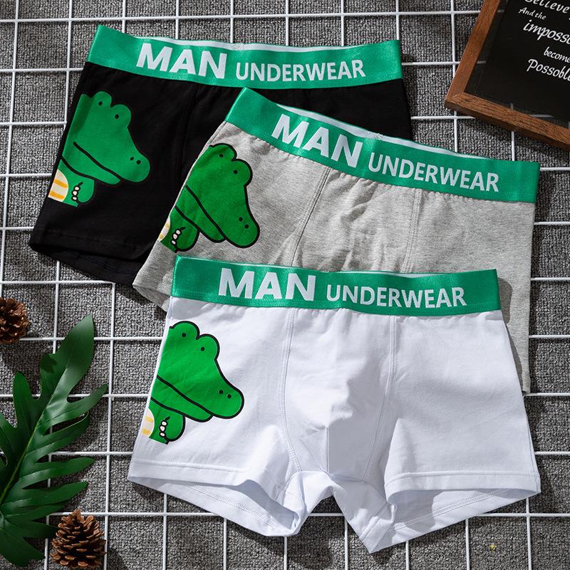 Men's Comfortable Cotton Crocodile Cartoon Print Boxer Briefs
