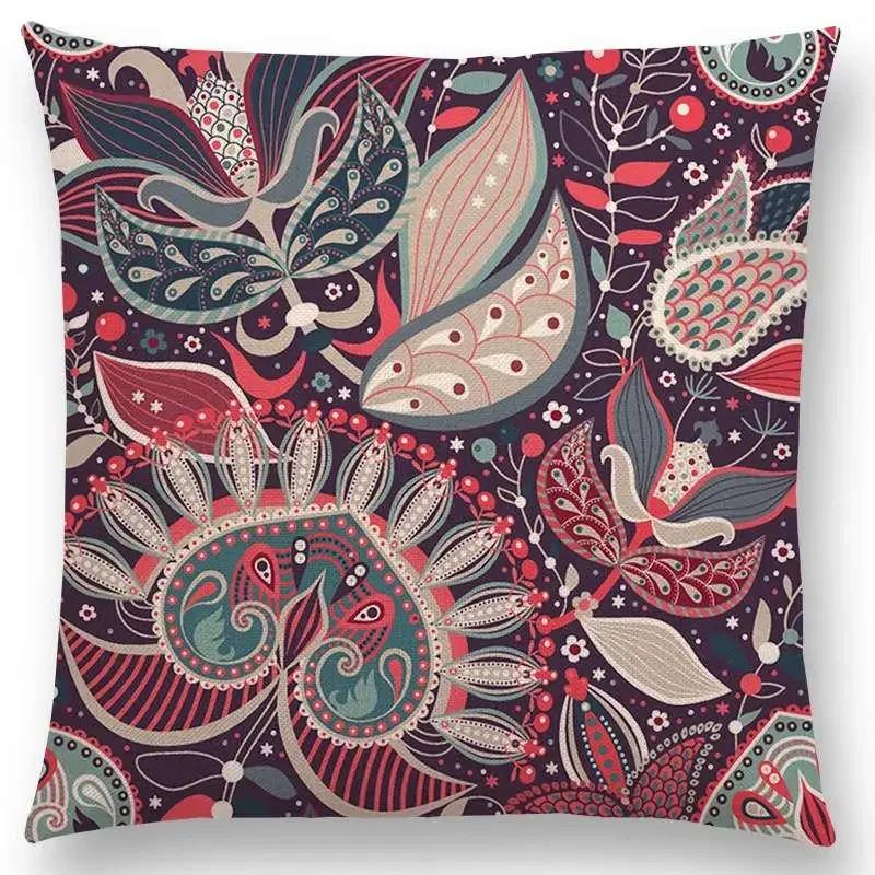 Hot Sale Bestselling African Animal Symbol Block Bohemian Geometric Floral Design Paisley Carnival Mandela Sofa Cushion 45*45cm