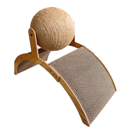 Cat Scratching Arch And Ball Interactive Cat Scratching Ball Arched Scratch Pad with Wooden Frame