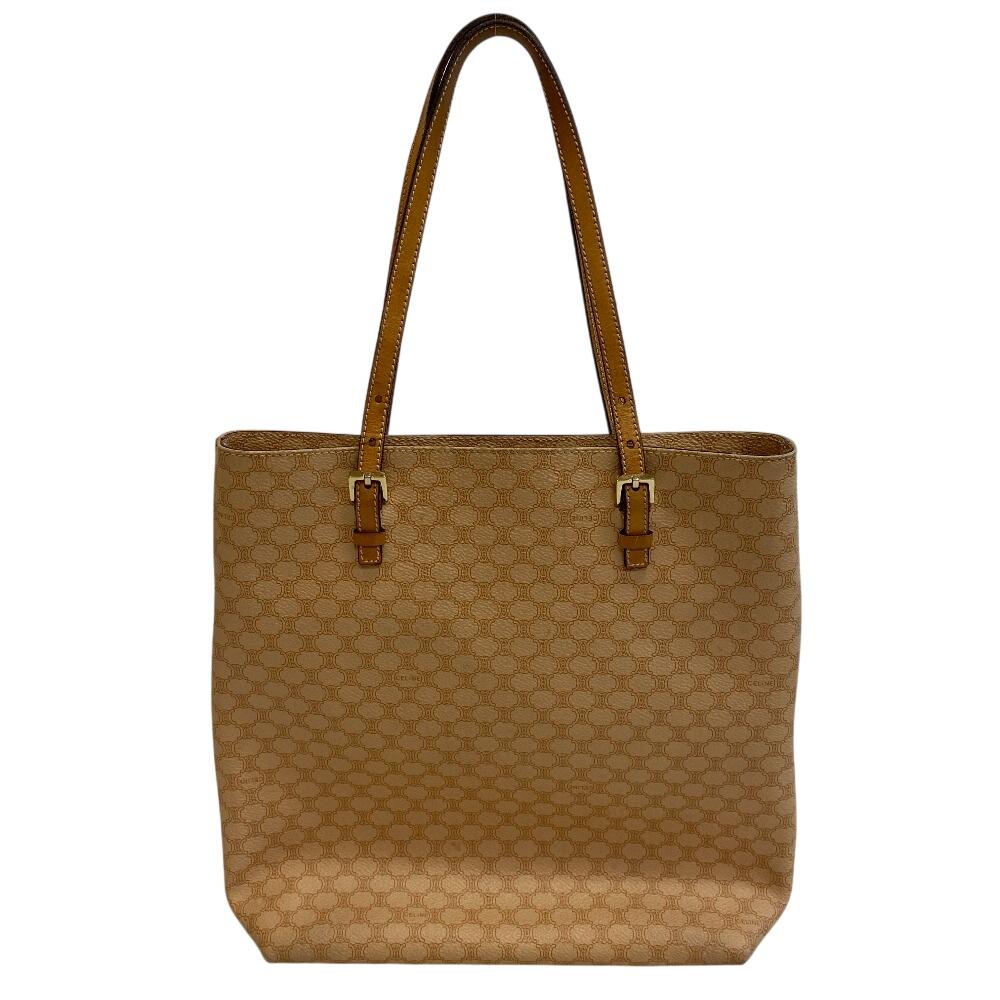 CELINE Vintage Shoulder Macadam PVC Tote Bag beige PVC Used