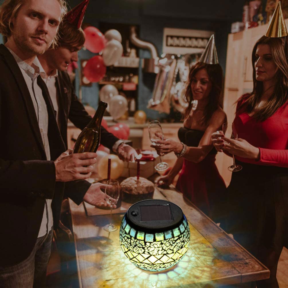 LEDGLE Solar Garden Glass Solar Illumination Mosaic Glass Automatically Turns On at IP44 Perfect for and Other Decorative A Great Light, Light, Lamp,