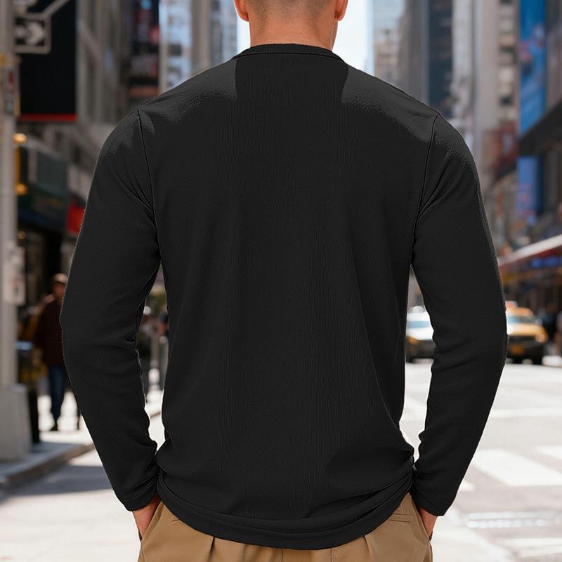 Men's Heavyweight Ribbed Long Sleeve Henley Shirt.