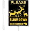 Deer Crossing Sign for Yard,Please Slow Down Sign With Stake,Outdoor 8" x 12" Wildlife Sign Aluminum Safety Sign for Street Neighborhood Driveway