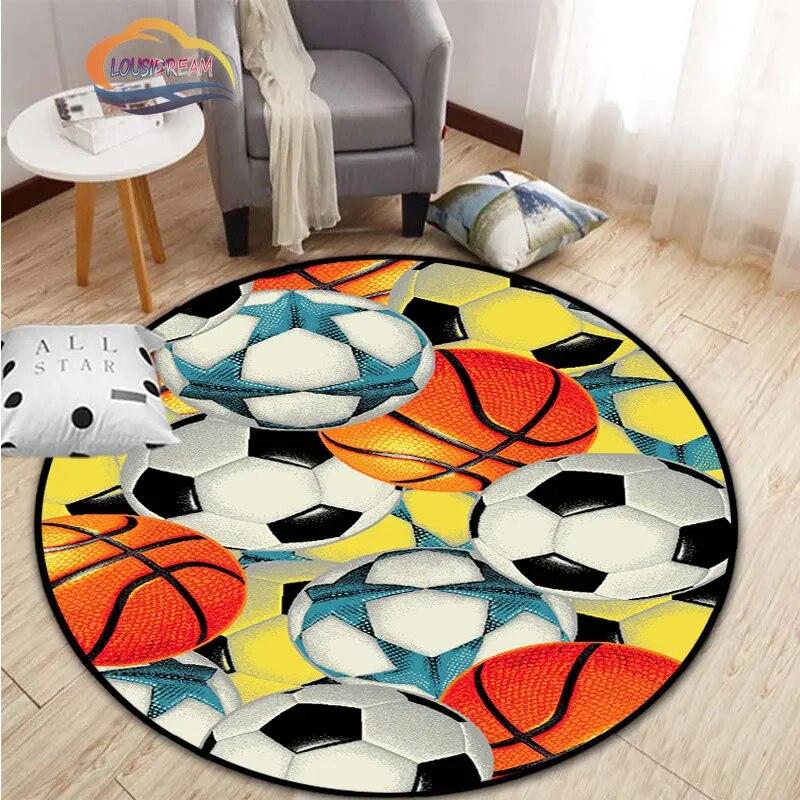 Εικόνες ποδοσφαίρου χαλί κινουμένων σχεδίων ποδοσφαίρου διακόσμηση σαλονιού στρογγυλή καρέκλα κρεβατιού χαλάκι σπίτι πόρτα εισόδου παιδιά