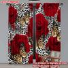 2D Flat Printing 2pcs Happy Valentine's Day Curtain Romantic Red Roses Digital Printed Polyester Drapes Birthday Party for