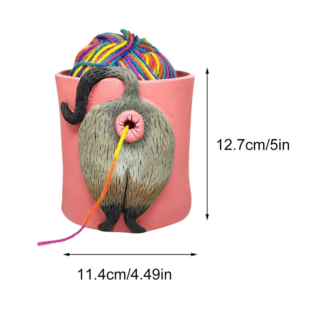 With Handmade Holes Woolen Knitting Storage Basket Wooden Yarn Bowl Wool Holder Organizer Knitting Crochet Weaving Tools