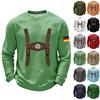 Men's Casual Long Sleeve Crew Neck Shirt Oktoberfest Print Loose Fit Pullover Sweatshirt German Style Traditional Design