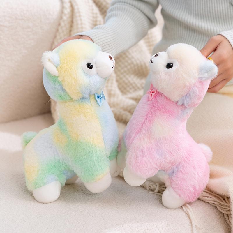 25cm Cartoon Colourful alpaca Plush Doll Pillow Soft Stuffed Car Home Decorative Companion Doll Birthday Festival Gift
