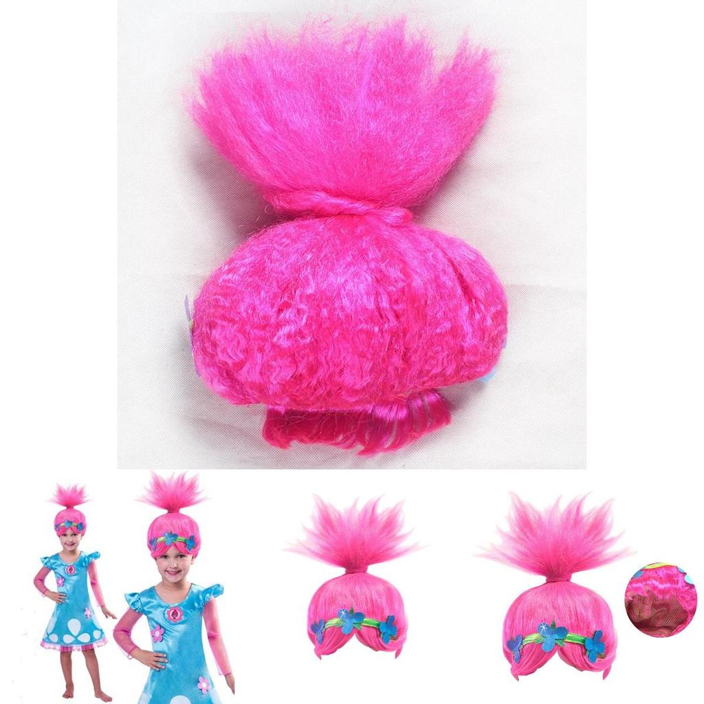 Kinder Troll Stil Festival Party Perücke Für Cartoon Cosplay Mit Pinker Kopfschmuck Kappe