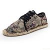 New Fashion Orange  Men Loafers Flats Flower Print Men Casual Shoes Linen Breathable Men Driving Shoes mocasines de hombre