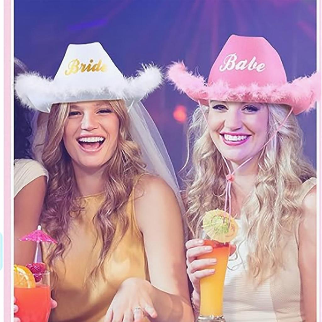 Wide Brim Cowboy Hat for Bride Role Play Costume Cowgirl Hat Wedding Party Props Bachelorette Party Head Accessories