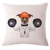 Decorative Dog Cushion Pillows Cartoon Motorbike Surf Dogs Print Cotton Linen Sofa Cushion Trendy Design