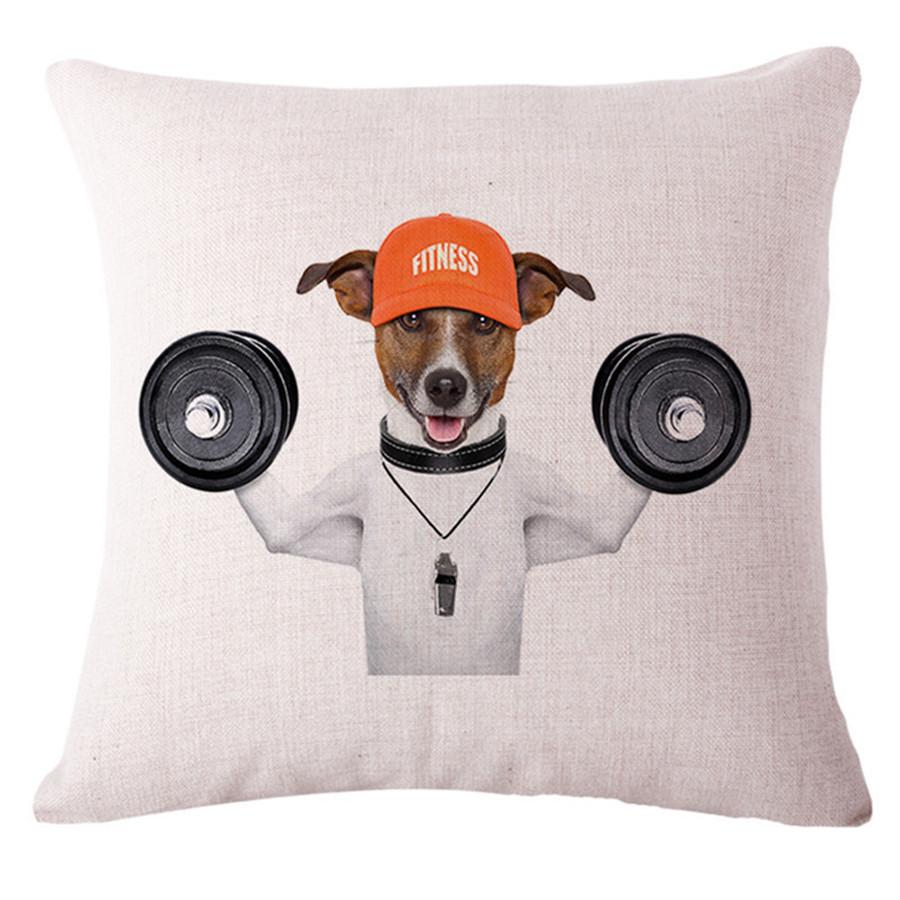 Decorative Dog Cushion Pillows Cartoon Motorbike Surf Dogs Print Cotton Linen Sofa Cushion Trendy Design