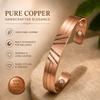 Copper Magnetic Open Cuff Bracelet for Men & Women Adjustable Bangle Wristband with Geometric Engraved Design Fashion Jewelry