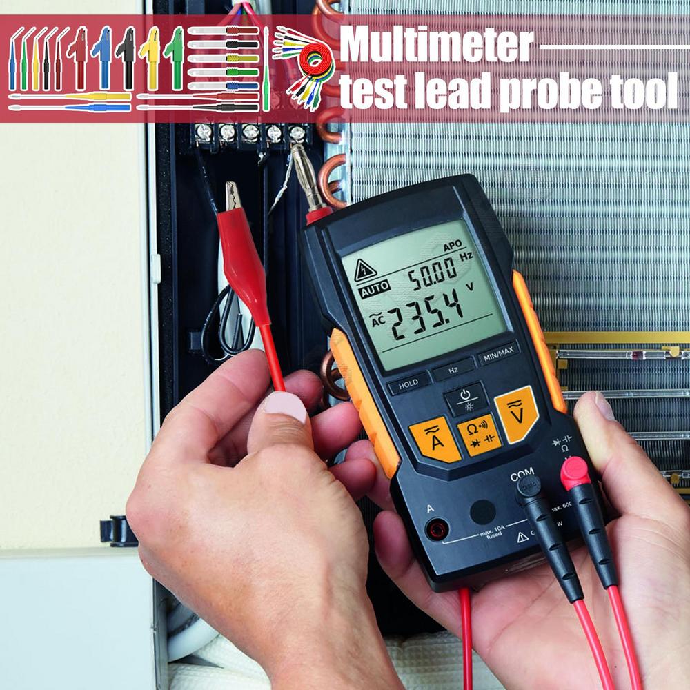 Test Lead Kit Multimeter Leads Alligator Clip Banana Plug 25X Professional Kit Test Clamps Wire Piercing Probes For Digital
