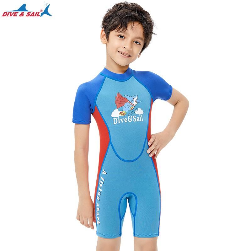 Kinder 2,5mm Neopren Neoprenanzug Kurzarm Ganzkörper Tauchanzug Schnorcheln Surfen Schwimmen