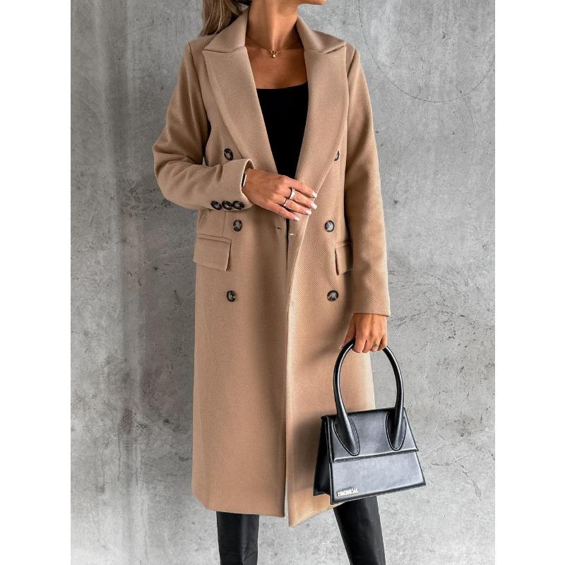 Women's New Coat Long-sleeved Double-breasted Woolen Coat