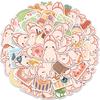 50Pcs Graffiti Sticker Clear Printing Self-Adhesive Paper Cute Cartoon Rabbit Pattern Laptop Luggage Sticker Decoration Photography Prop