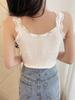 Korean Style Lace Trim Slim-Fit Camisole for Women - Sleeveless Base Layer Top