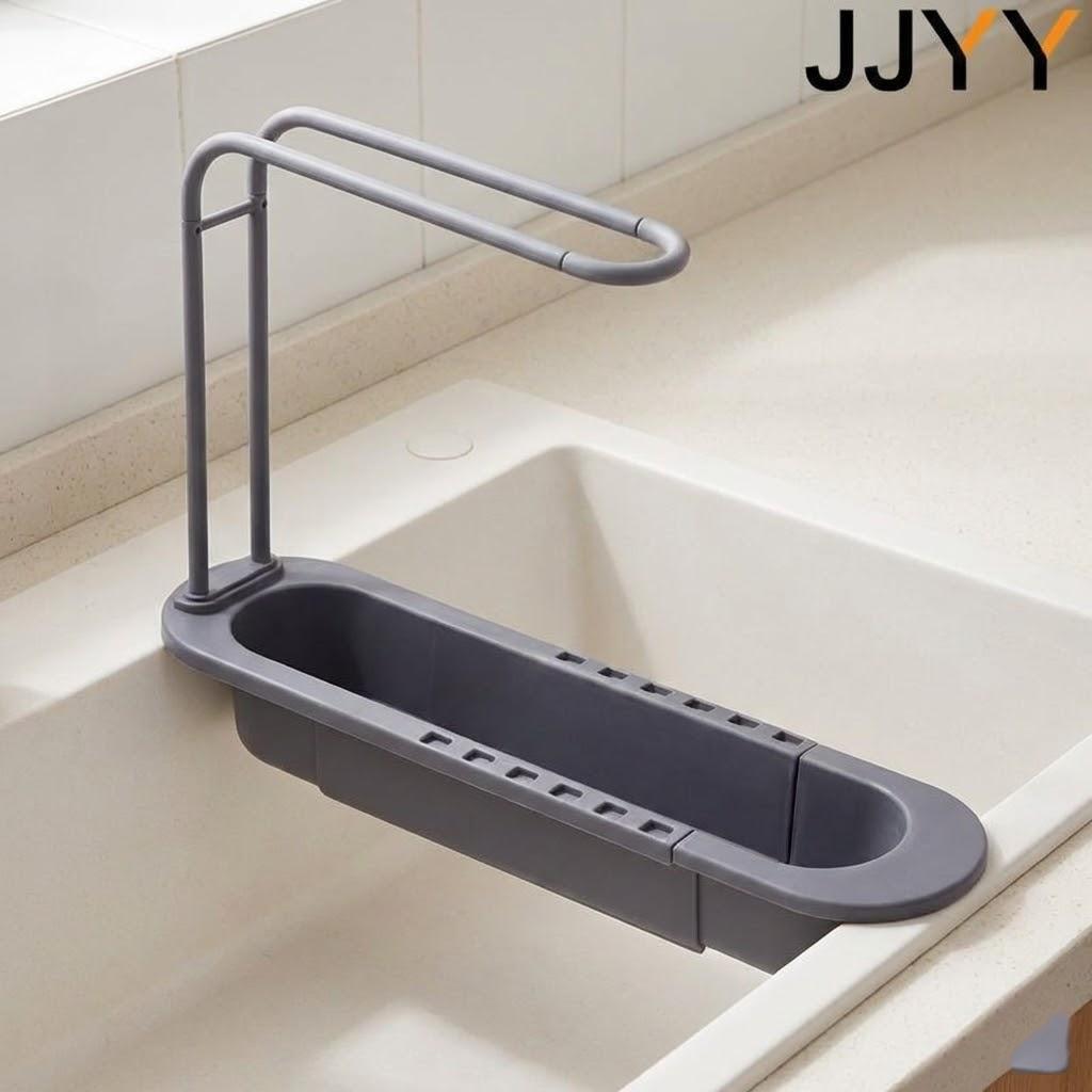 

Telescopic Sink Organizer Towel Bar Sponge Holder Dish Rack Multifunctional Kitchen Storage Detachable Design серый