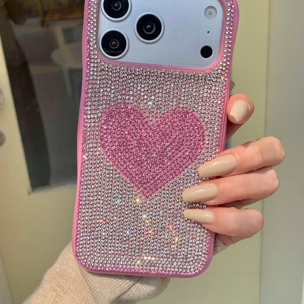 Premium sense three-dimensional flash diamond white background rose red love is suitable for Apple 17promax mobile phone case iphone16 new women's