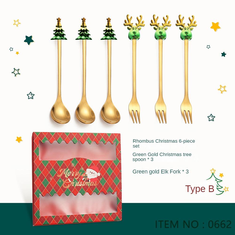 HANYANG Tableware Stainless Steel Small Spoon Golden Dessert Spoon Fruit Fork