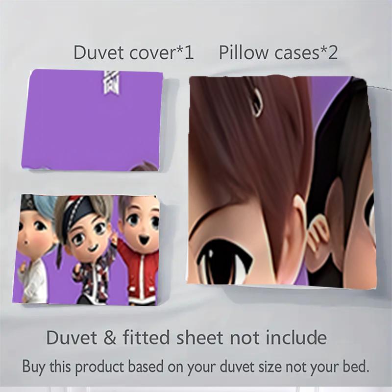 3Pcs Kpop Mini Figures Bedding Sets For All Sizes New 3D Printed Bed Cover Comforter Duvet Cover Pillowcase Bedroom Decoration