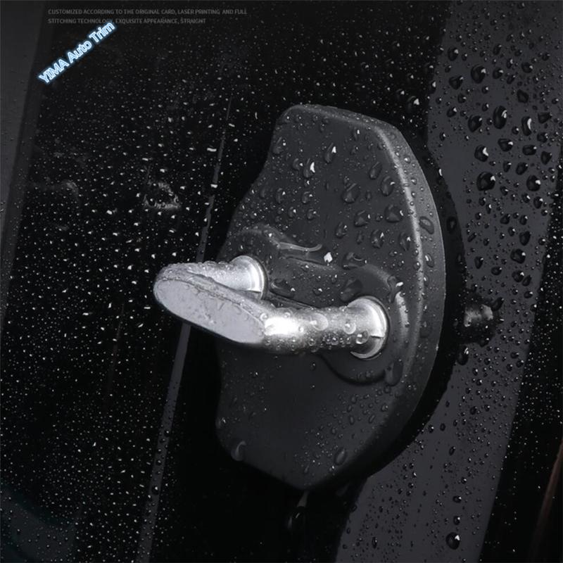 For Tesla Model Y - 2024 Black Car Door Stopper Waterproof Protection Lock Covers Trim Kit Plastic Car Interior Accessories