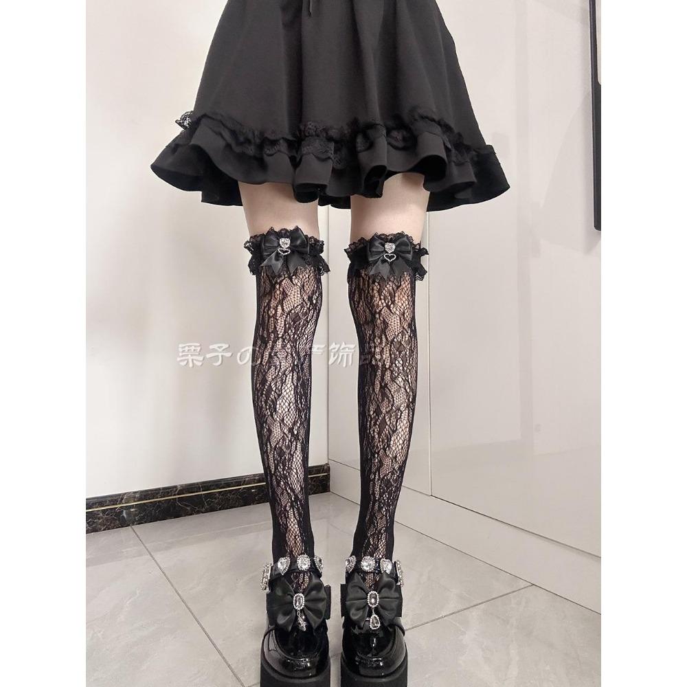 JK Lolita Spitzenstrümpfe Schleife Y2K Socken Damen Lange Strümpfe Teenager Uniform Kniestrümpfe Studentin Niedliche JK Socken