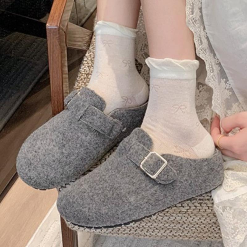 

Пушистые женские балетки, туфли-мюли с пряжкой, осенние тапочки 2025, дизайнерские элегантные босоножки-слингбэки, новые тренды, повседневные zapatos 40 светло-серый