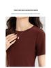 Xin Ge Burgundy Slimming Short-Sleeve High-Waist Women's T-shirt