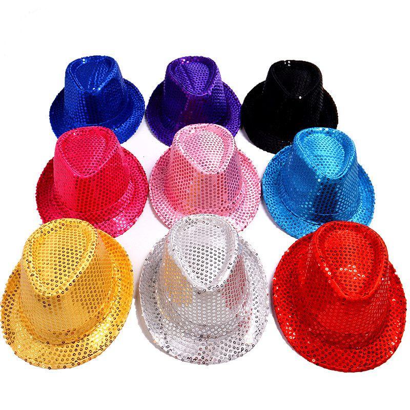 Trilby Sequin Hat Cap Sequinned Dance Party Costume Mj Jazz Performance Fedora