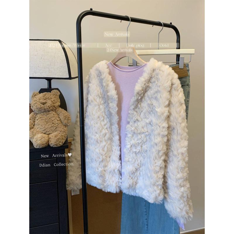 Simple round neck basic knitted bottoming shirt women's autumn and winter casual loose inner top curled sweater