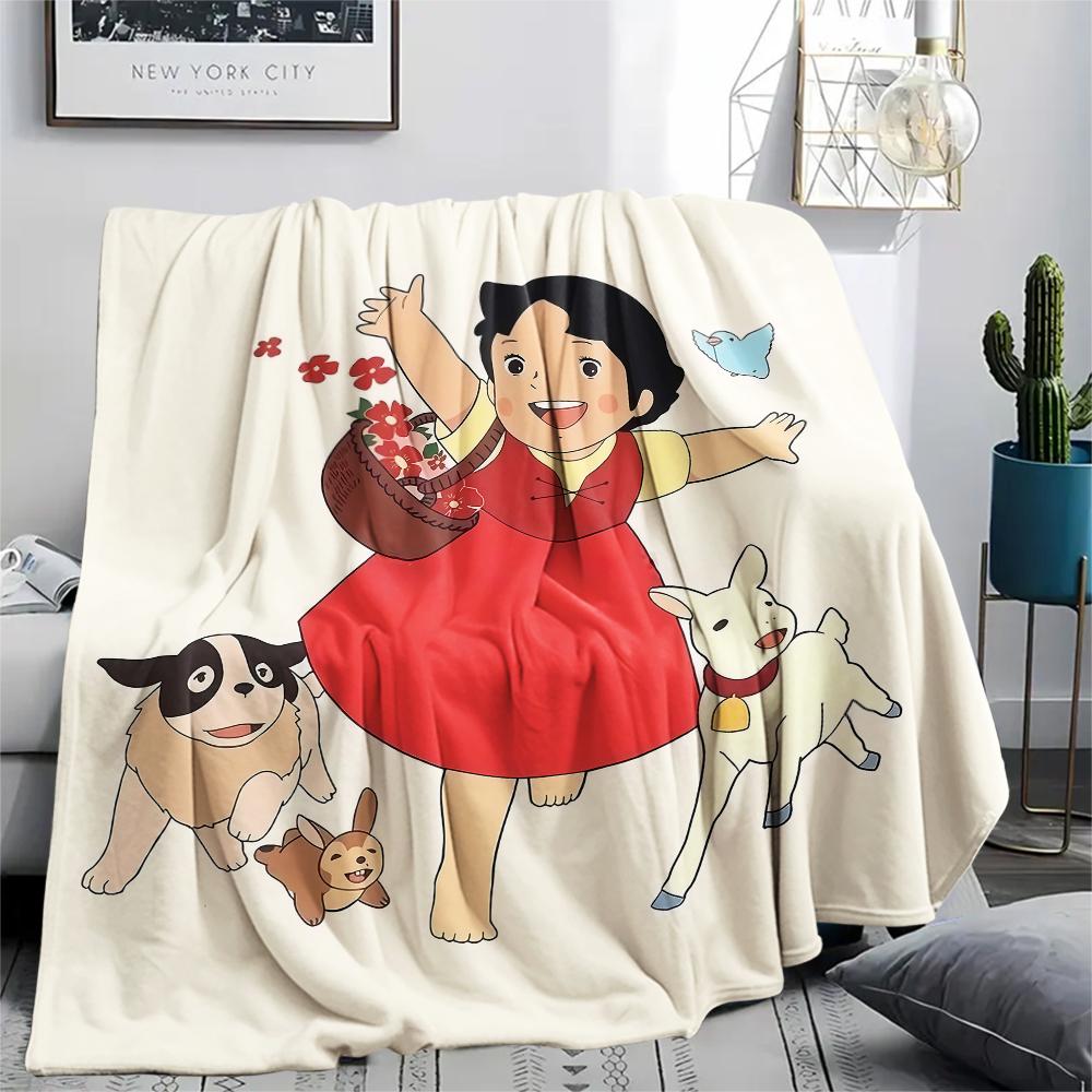 1 Stück Heidi Alpen Cartoon-Druck Flanelldecke, Hohe Qualität für alle Jahreszeiten, Heimdekoration, Wärme und Komfort, Perfekt für Weihnachtsgeschenke