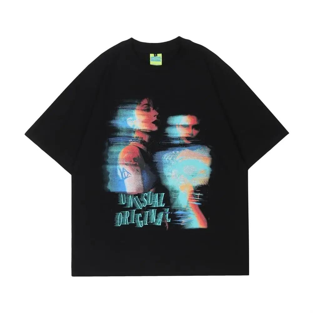 Summer Men Washed Vest Vintage T Shirt Gothic Tshirts Streetwear Punk Sleeveless Vest Top Y2k Short Sleeve Shirt