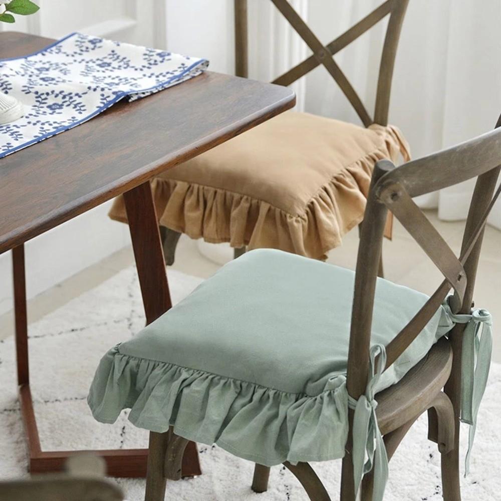 Coprisedia Arricciato Vintage con Laccetti Coprisedili Comodi per Sedia Coprimaterassino Morbido Anti-sporco Sedile Cucina
