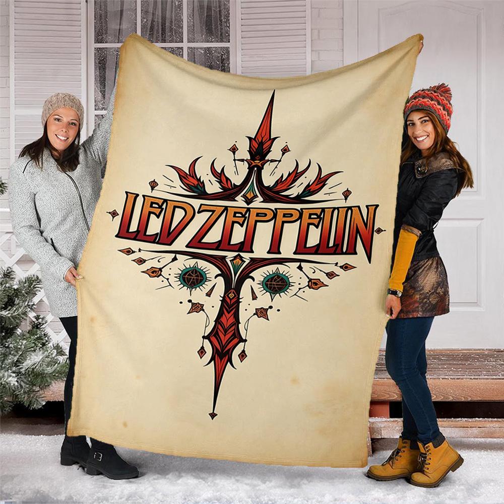 1pc Led Zeppelin Outdoor Flannel Blanket Gift For Boys Girls Adults, Family Friends