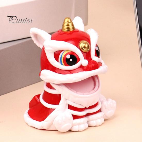 Solar Lion Car Dashboard Ornaments Chinese Style Lucky Lion Dance Model Solar Powered Home Decoration 2024 Year of The Dragon Gift for Drivers