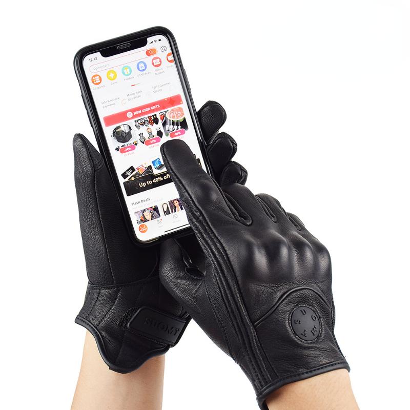 Goatskin Motorcycle Gloves Summer Men's Brown Vintage Leather Motorcycle Motocross Gloves Women's Motorcycle Hand Gloves