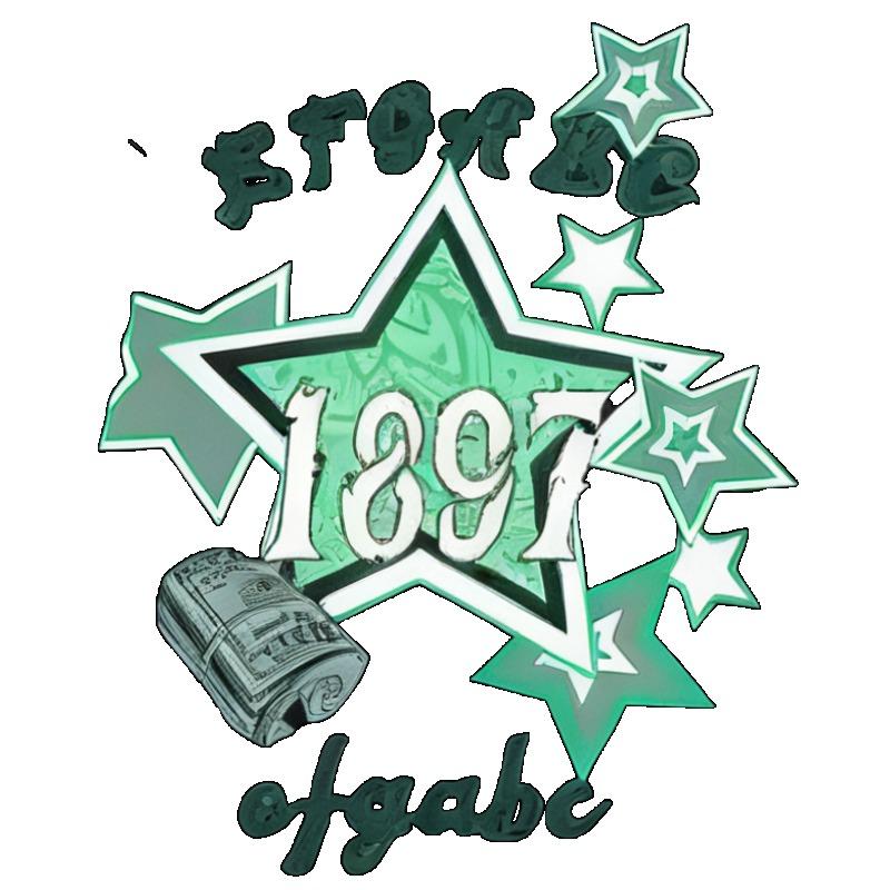 Nadměrné tričko s potiskem černé hvězdy a textovým designem 1897, ležérní streetwearová módní top pro ženy a dívky