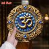 Metal Tin Sign Om Wall Art Blue Golden Geometry Meditation Decor