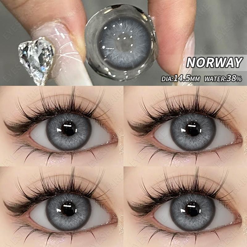 EYESHARE Fashion Brown Colored Contact Lens Natural Soft Contact Lenses for Eyes Decoration 14.2mm Yearly 2pcs=1 Pair