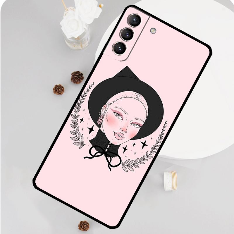 Girly Pastel Witch Goth Pattern Phone Case For Samsung Galaxy S25 S26 Ultra S20 S21 S22 S23 S24 S10 Plus S25 FE Funda Cover