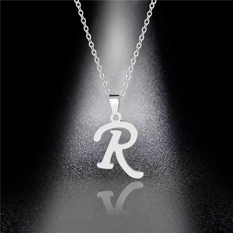 Simple English Letter Necklace Collarbone Chain Women Fashion Jewelry 26 Alphabet Pendant